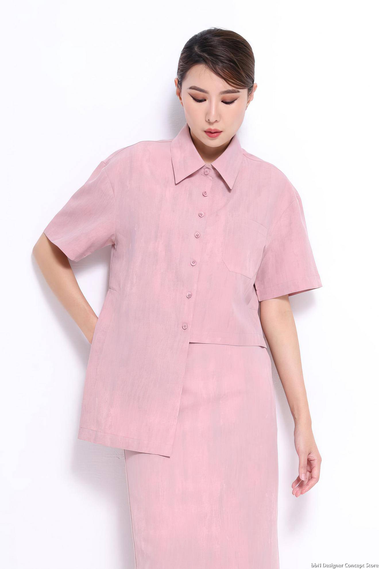 princess polly baby blue dress Asymmetrical Button-Down Shirt CB2420