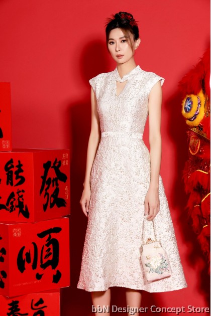Cap Sleeve A-Line Cheongsam Dress CD2054