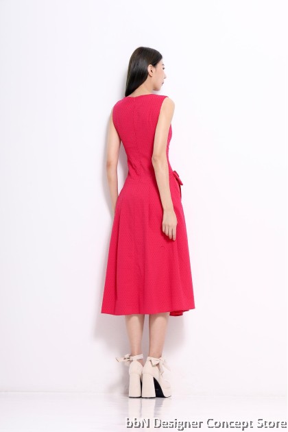 Square Neck Fit-and-Flare Midi Dress CD2074